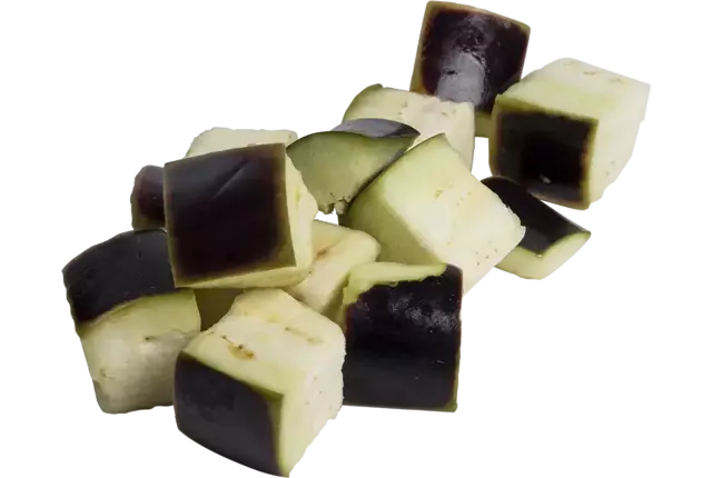 Aubergine brunoise 30mm bak 1kg stuk
